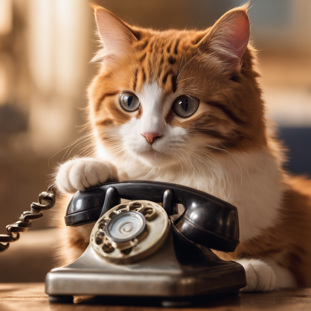 gato con un teléfono